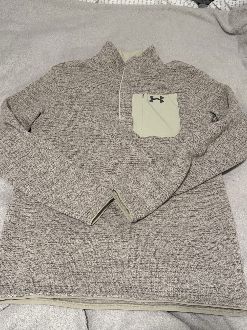 Under Armour Men's Taupe Heather Quarter-Zip Pullover with Chest Pocket
